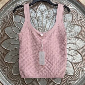 NWT Aemi + Co  Purple Textured Cropped Knit Pattern Boutique Tank Top
